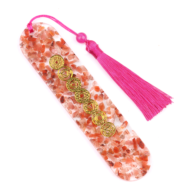 Resin Bookmarks with Tassels Handmade Raw Chip Stone Bookmark Presents for Women Kids Students Teachers and Book Lovers School Home Reading