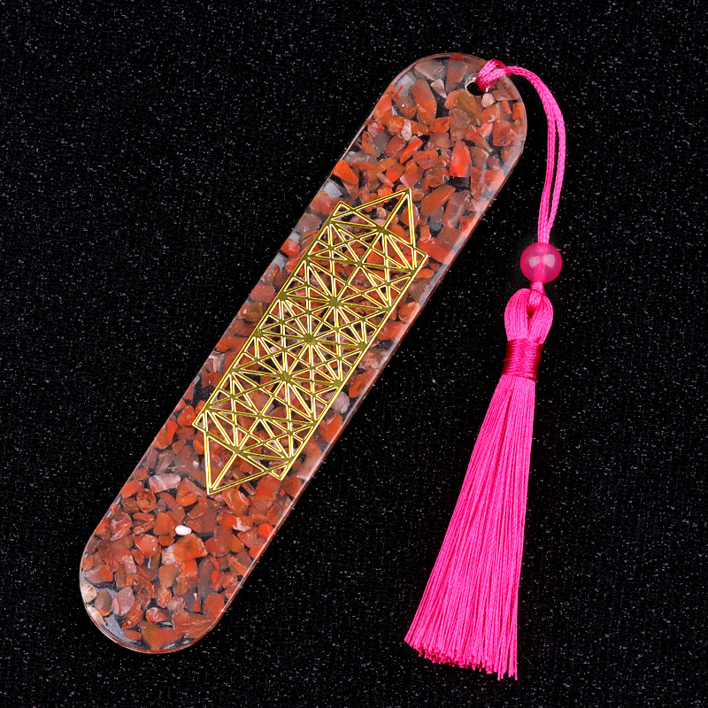Style-B Resin Bookmarks with Tassels Handmade Raw Chip Stone Bookmark Presents for Women Kids Students Teachers and Book Lovers School Home Reading
