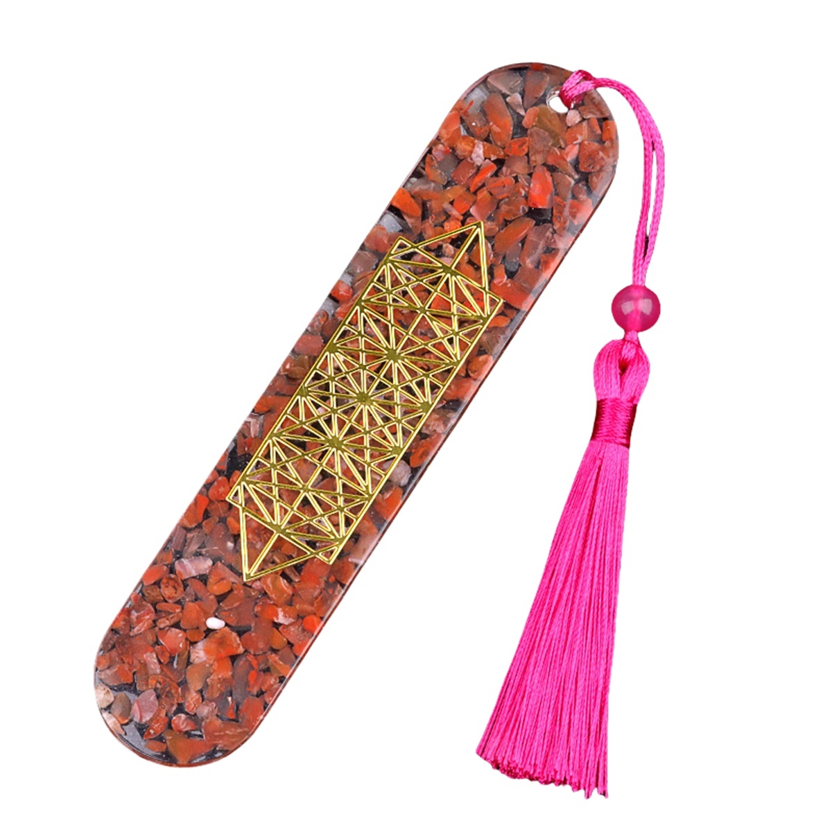 Style-B Resin Bookmarks with Tassels Handmade Raw Chip Stone Bookmark Presents for Women Kids Students Teachers and Book Lovers School Home Reading