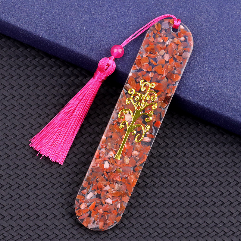 Resin Bookmarks with Tassels (Style C) Handmade Raw Chip Stone Bookmark Presents for Women Kids Students Teachers and Book Lovers School Home Reading