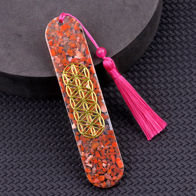 Resin Bookmarks with Tassels (Style-D) Handmade Raw Chip Stone Bookmark Presents for Women Kids Students Teachers and Book Lovers School Home Reading