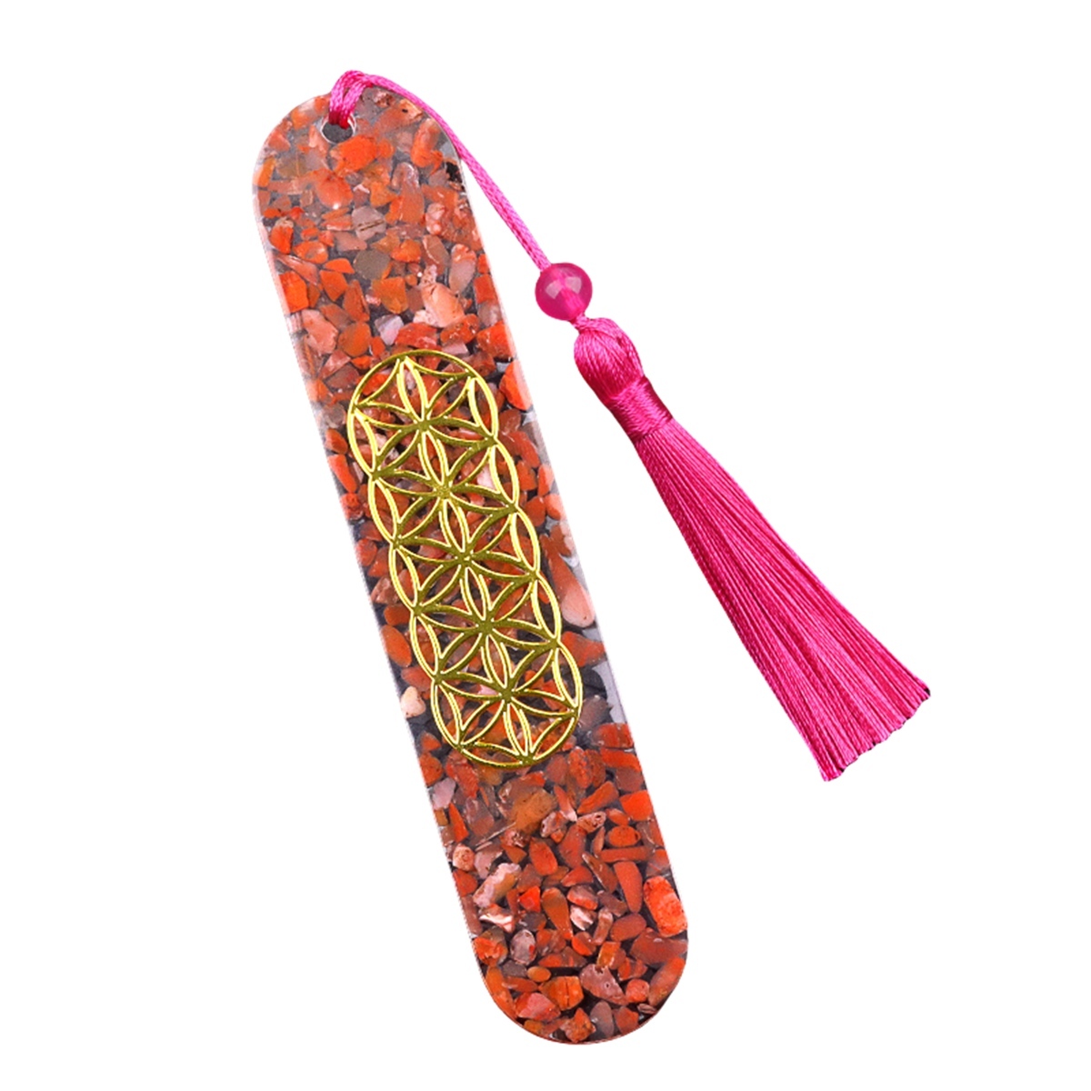 Resin Bookmarks with Tassels (Style-D) Handmade Raw Chip Stone Bookmark Presents for Women Kids Students Teachers and Book Lovers School Home Reading