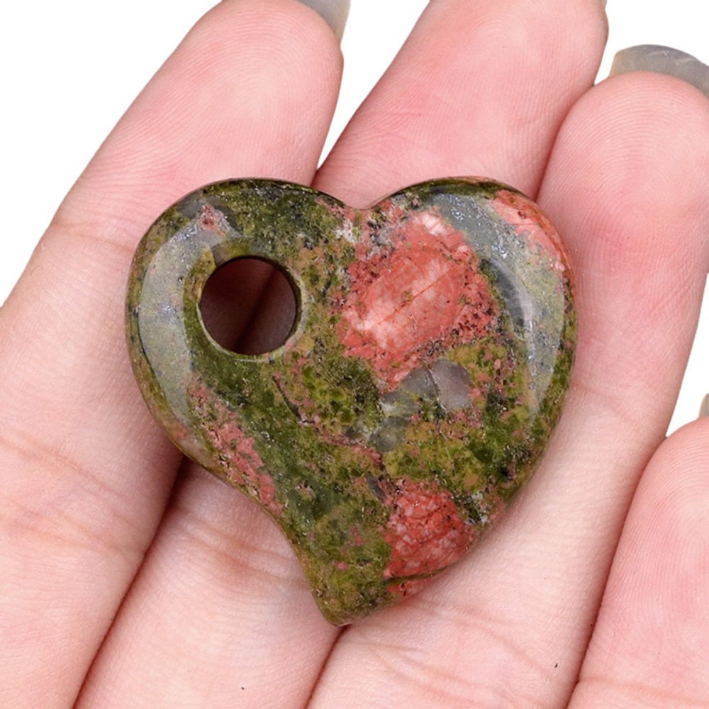 30MM Love Heart Stone Pendant for Jewelry Making Healing Chakra