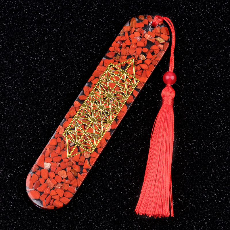 Style-B Resin Bookmarks with Tassels Handmade Raw Chip Stone Bookmark Presents for Women Kids Students Teachers and Book Lovers School Home Reading