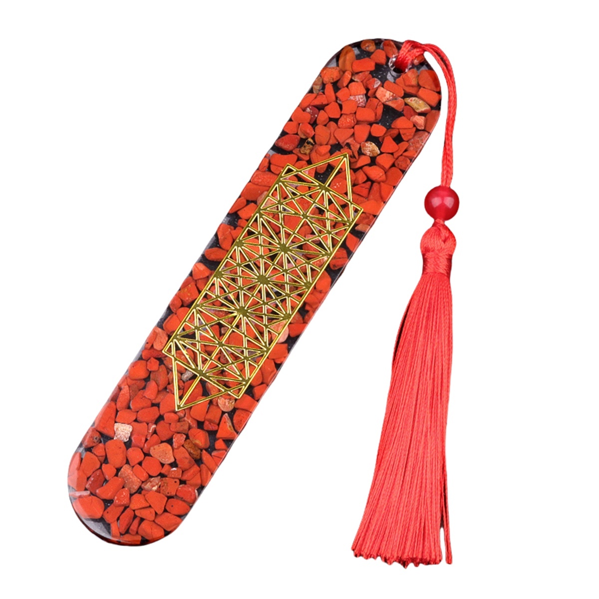 Resin Bookmarks with Tassels (Style-B) Handmade Raw Chip Stone Bookmark Presents for Women Kids Students Teachers and Book Lovers School Home Reading