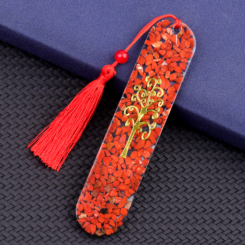Resin Bookmarks with Tassels (Style C) Handmade Raw Chip Stone Bookmark Presents for Women Kids Students Teachers and Book Lovers School Home Reading