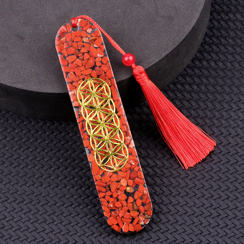 Resin Bookmarks with Tassels (Style-D) Handmade Raw Chip Stone Bookmark Presents for Women Kids Students Teachers and Book Lovers School Home Reading