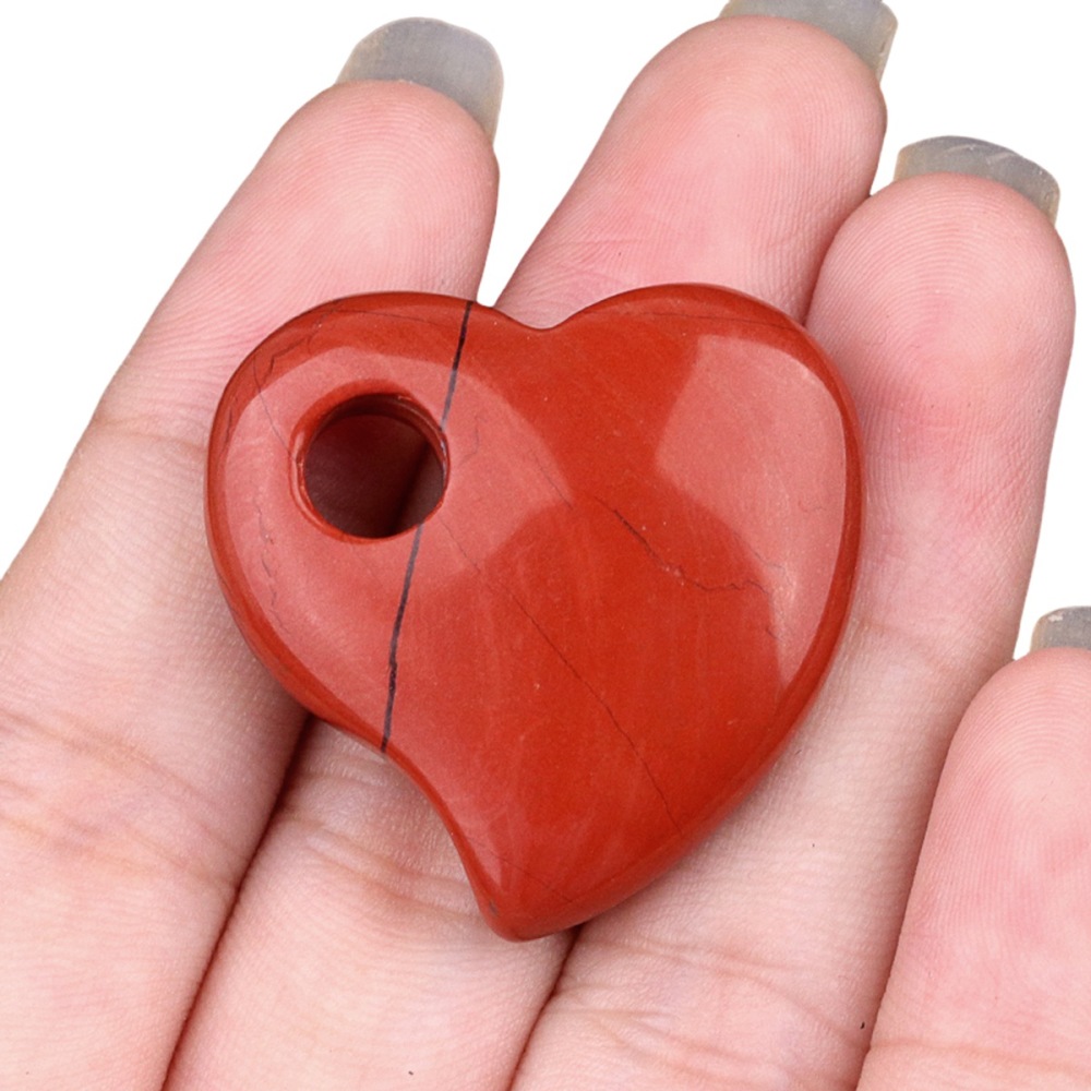 30MM Love Heart Stone Pendant for Jewelry Making Healing Chakra