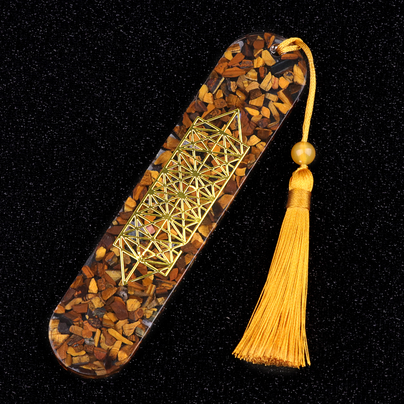 Style-B Resin Bookmarks with Tassels Handmade Raw Chip Stone Bookmark Presents for Women Kids Students Teachers and Book Lovers School Home Reading