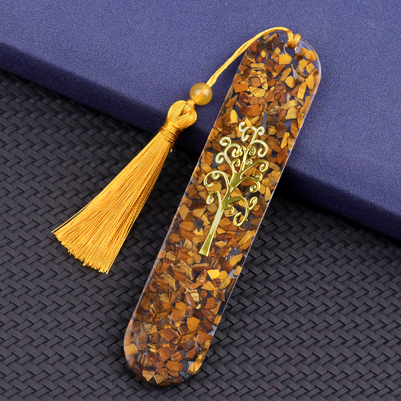 Resin Bookmarks with Tassels (Style C) Handmade Raw Chip Stone Bookmark Presents for Women Kids Students Teachers and Book Lovers School Home Reading
