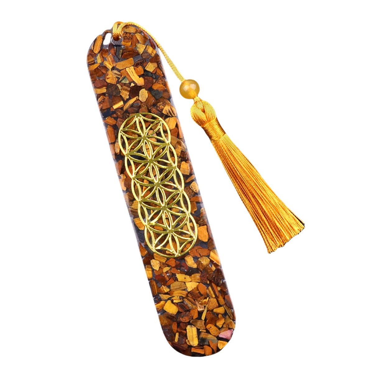 Resin Bookmarks with Tassels (Style-D) Handmade Raw Chip Stone Bookmark Presents for Women Kids Students Teachers and Book Lovers School Home Reading