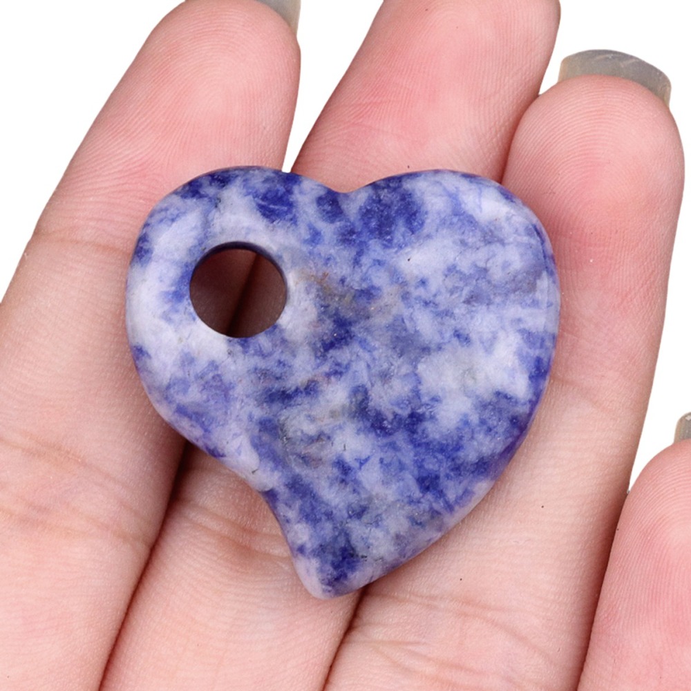 30MM Love Heart Stone Pendant for Jewelry Making Healing Chakra