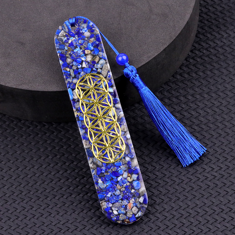 Resin Bookmarks with Tassels (Style-D) Handmade Raw Chip Stone Bookmark Presents for Women Kids Students Teachers and Book Lovers School Home Reading