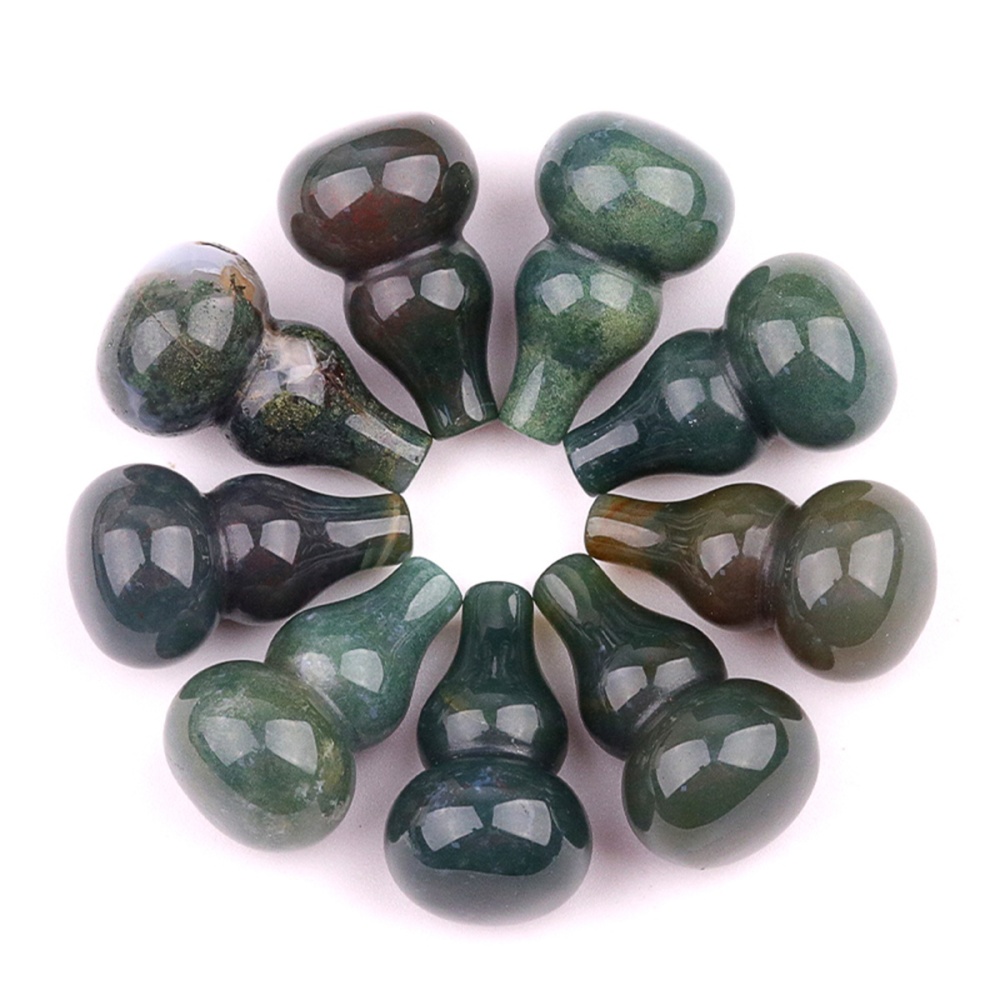 Handmade Carved Mini Gourd Stone Home Decoration Worry Stones Crystal Crafts