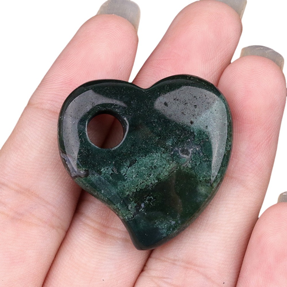 30MM Love Heart Stone Pendant for Jewelry Making Healing Chakra