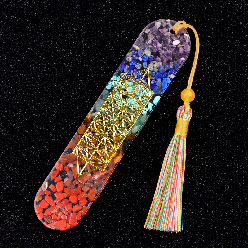 Style-B Resin Bookmarks with Tassels Handmade Raw Chip Stone Bookmark Presents for Women Kids Students Teachers and Book Lovers School Home Reading