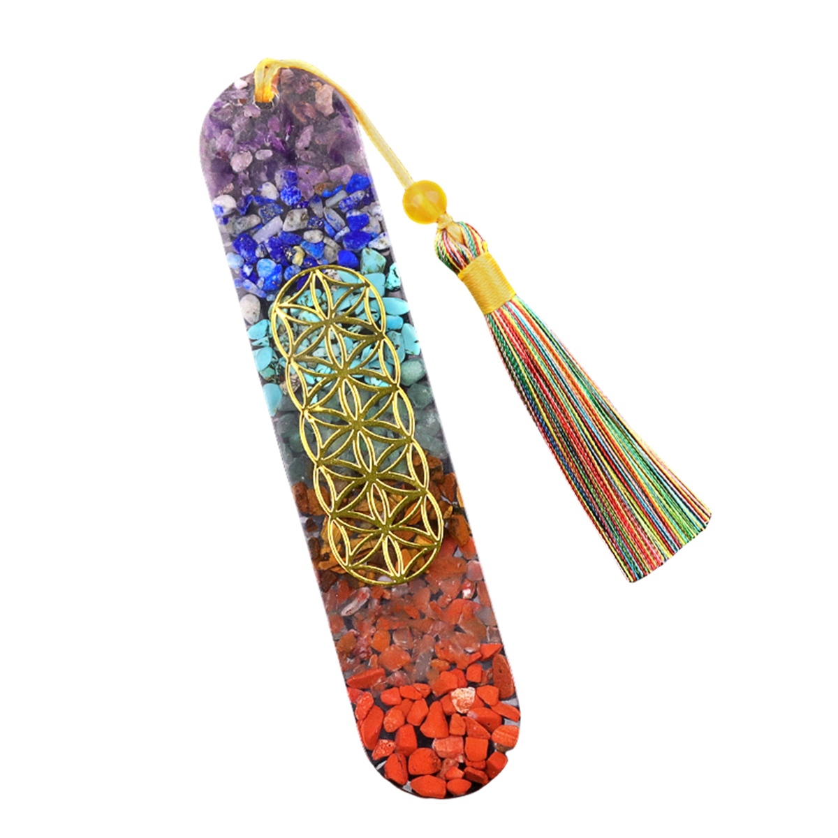 Resin Bookmarks with Tassels (Style-D) Handmade Raw Chip Stone Bookmark Presents for Women Kids Students Teachers and Book Lovers School Home Reading