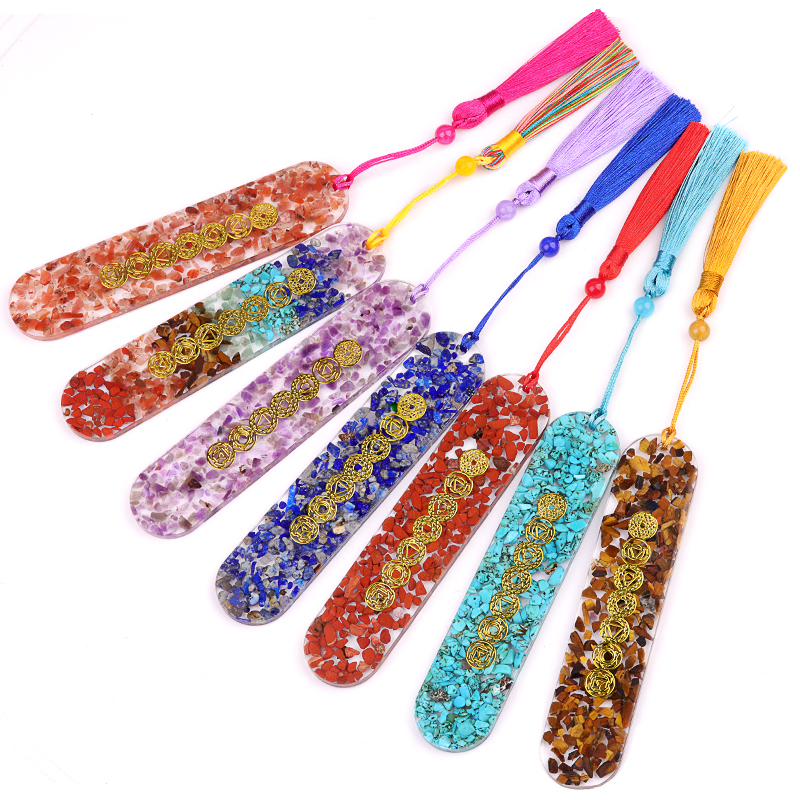 Resin Bookmarks with Tassels Handmade Raw Chip Stone Bookmark Presents for Women Kids Students Teachers and Book Lovers School Home Reading
