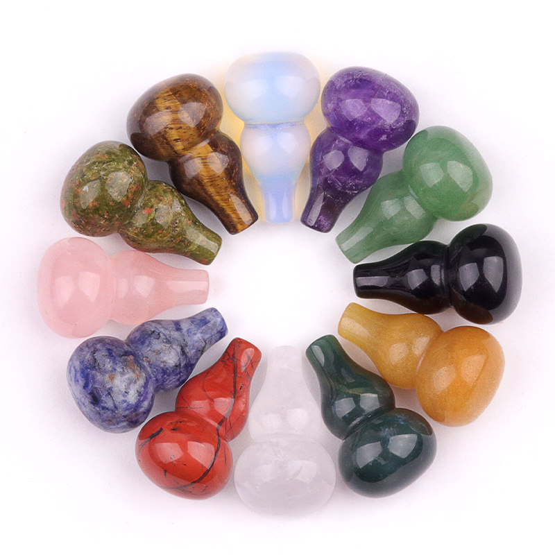 13X20MM Handmade Carved Mini Gourd Stone Home Decoration Worry Stones Crystal Crafts