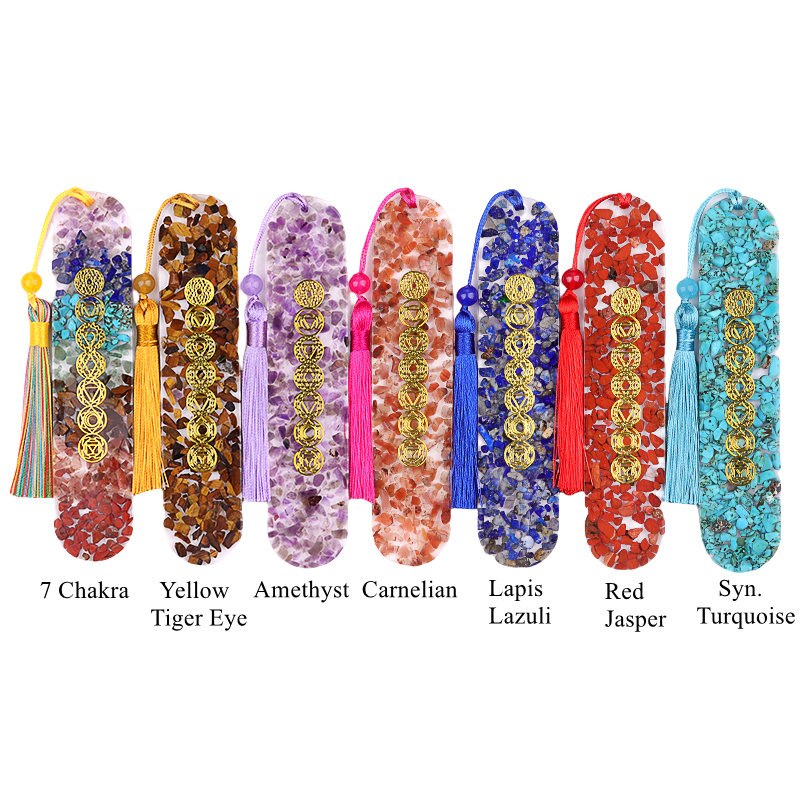 Resin Bookmarks with Tassels Handmade Raw Chip Stone Bookmark Presents for Women Kids Students Teachers and Book Lovers School Home Reading