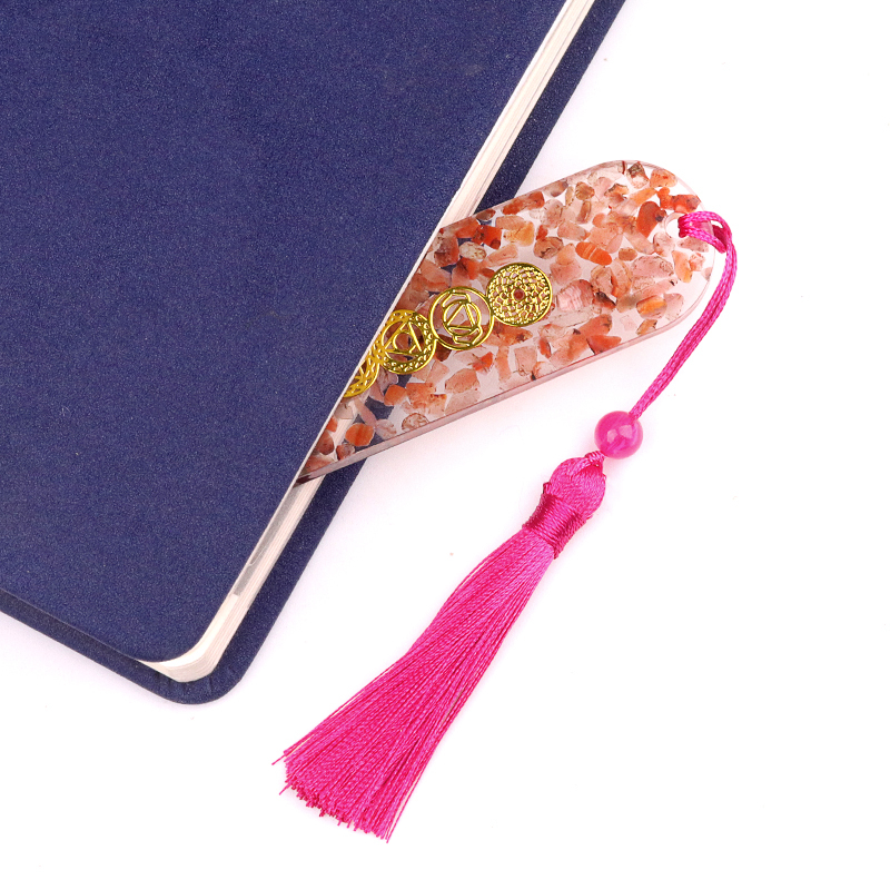 Resin Bookmarks with Tassels Handmade Raw Chip Stone Bookmark Presents for Women Kids Students Teachers and Book Lovers School Home Reading