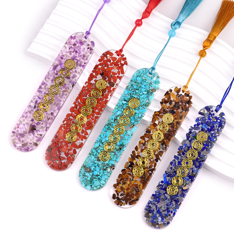 Resin Bookmarks with Tassels Handmade Raw Chip Stone Bookmark Presents for Women Kids Students Teachers and Book Lovers School Home Reading
