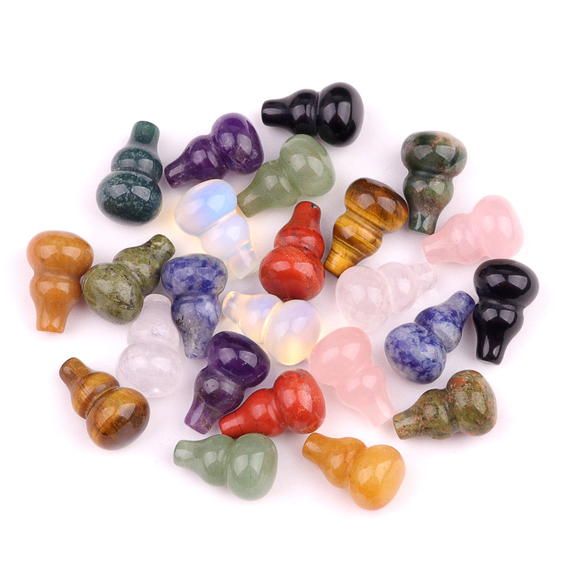 13X20MM Handmade Carved Mini Gourd Stone Home Decoration Worry Stones Crystal Crafts