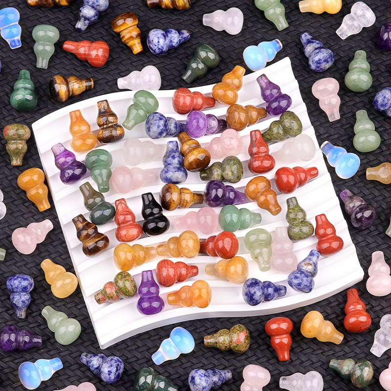 13X20MM Handmade Carved Mini Gourd Stone Home Decoration Worry Stones Crystal Crafts