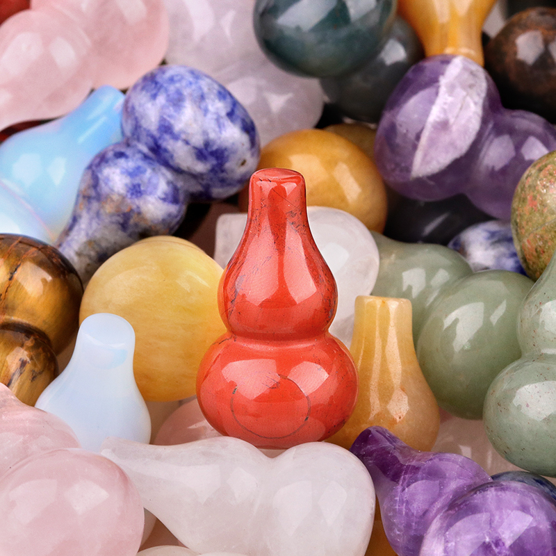 13X20MM Handmade Carved Mini Gourd Stone Home Decoration Worry Stones Crystal Crafts