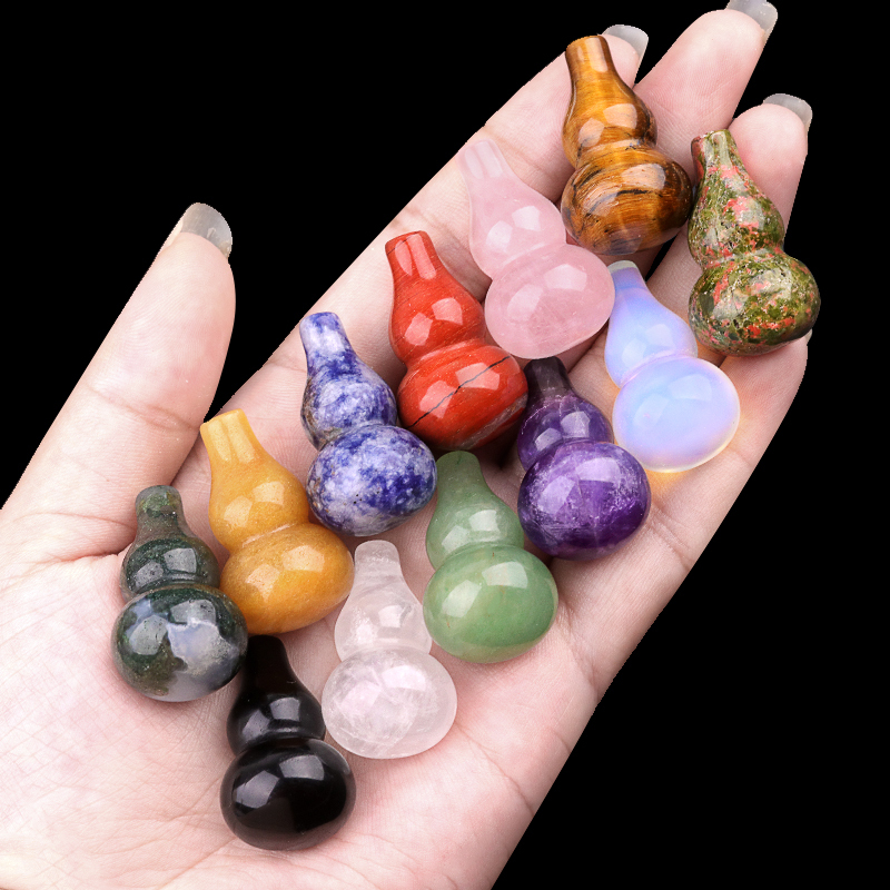 13X20MM Handmade Carved Mini Gourd Stone Home Decoration Worry Stones Crystal Crafts