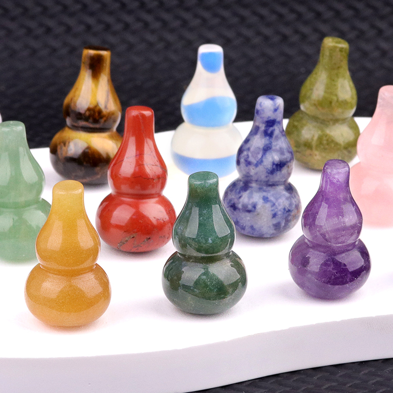 13X20MM Handmade Carved Mini Gourd Stone Home Decoration Worry Stones Crystal Crafts