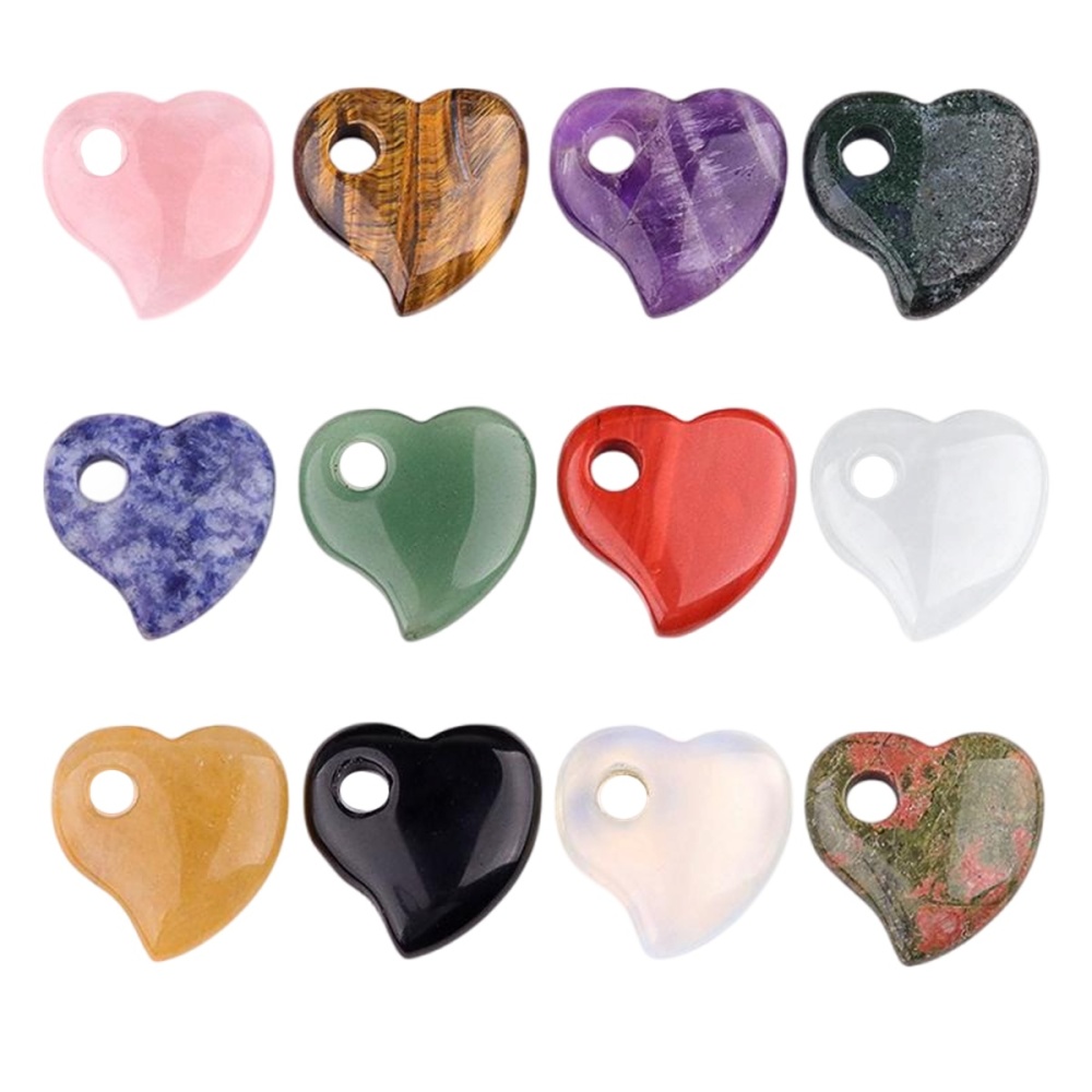 30MM Love Heart Stone Pendant for Jewelry Making Healing Chakra