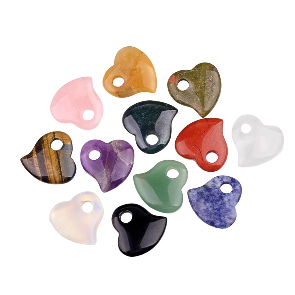 30MM Love Heart Stone Pendant for Jewelry Making Healing Chakra