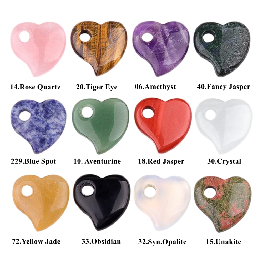 30MM Love Heart Stone Pendant for Jewelry Making Healing Chakra