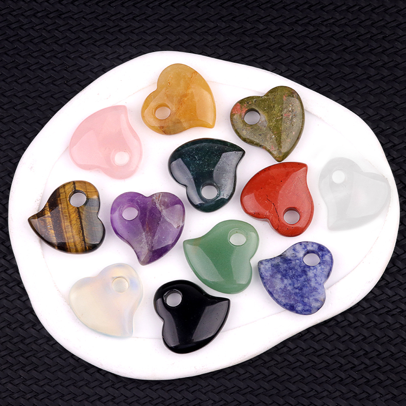 30MM Love Heart Stone Pendant for Jewelry Making Healing Chakra