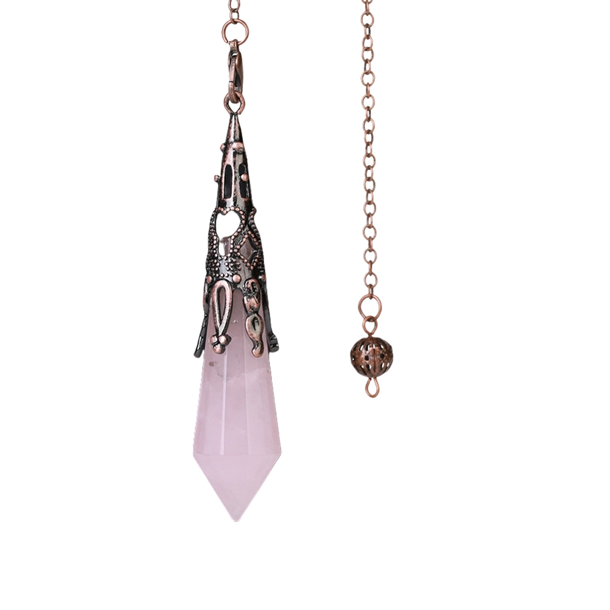 Handmade Craved Gemstone Single Point 12 Sides Prism SilverPendulum & Pendant