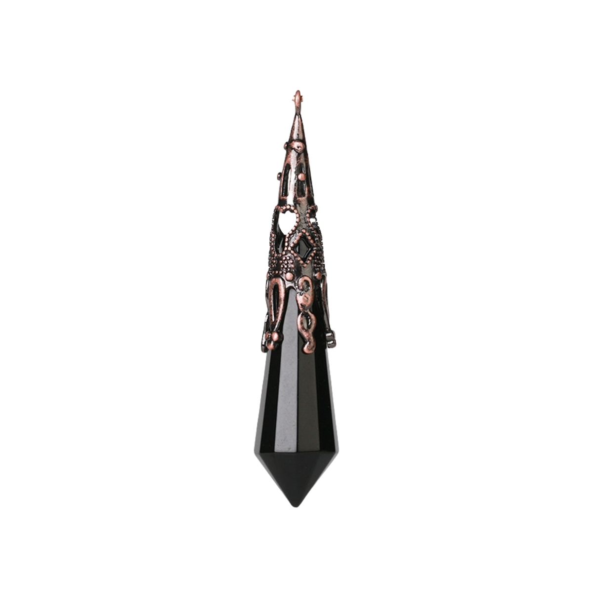 Handmade Craved Gemstone Single Point 12 Sides Prism SilverPendulum & Pendant