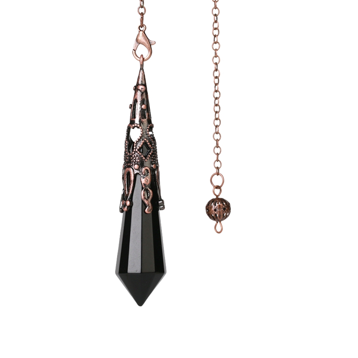 Handmade Craved Gemstone Single Point 12 Sides Prism SilverPendulum & Pendant