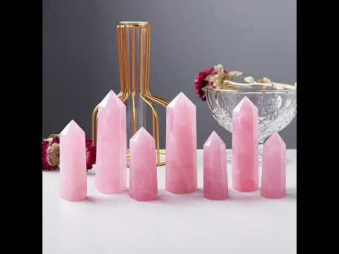 Rose Quartz Single Pointed Hexagonal Prism Beads Ornament Handmade Craved Gemstone