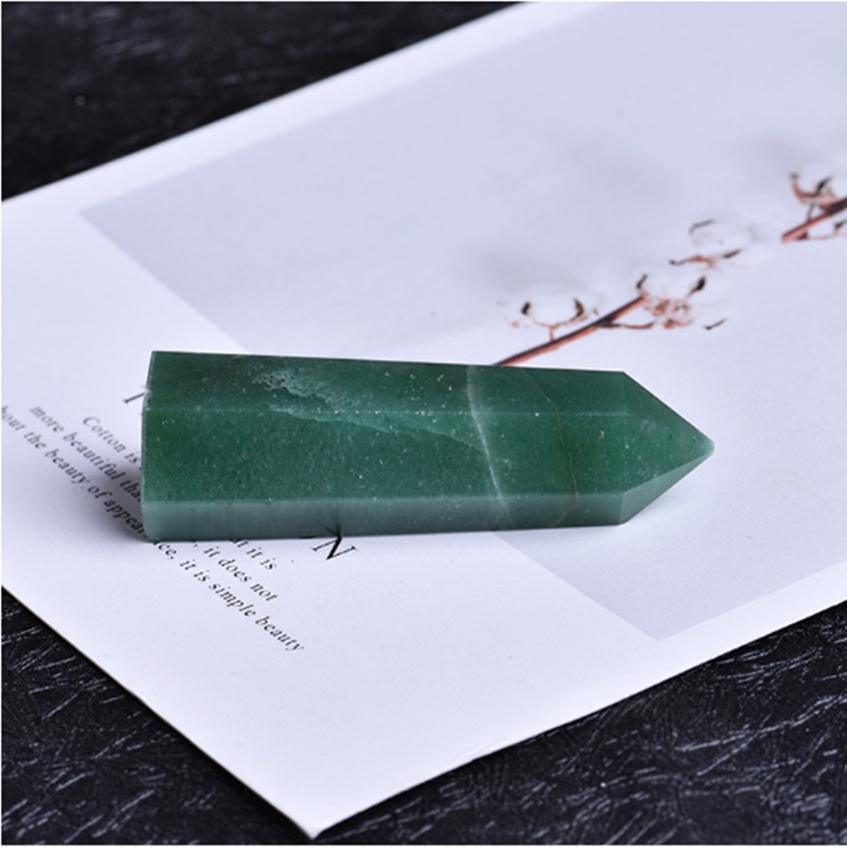 Green Aventurine Single Pointed Hexagonal Prism Beads Ornament Handmade Craved Gemstone