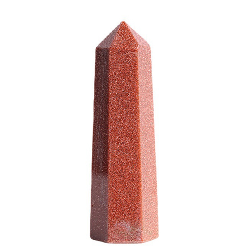 Red Goldstone Single Pointed Hexagonal Prism Beads Ornament Handmade Craved Gemstone