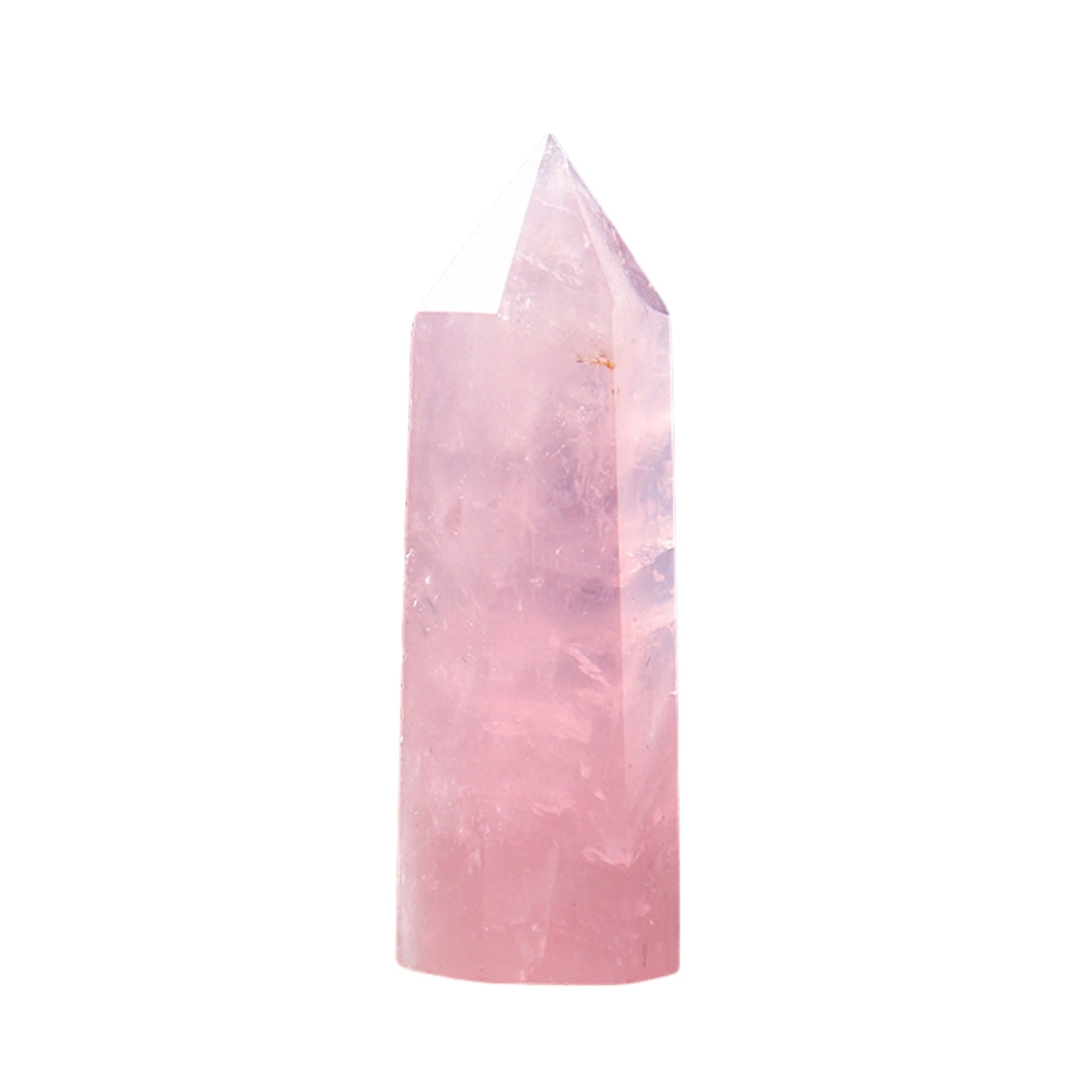 Rose Quartz Single Pointed Hexagonal Prism Beads Ornament Handmade Craved Gemstone