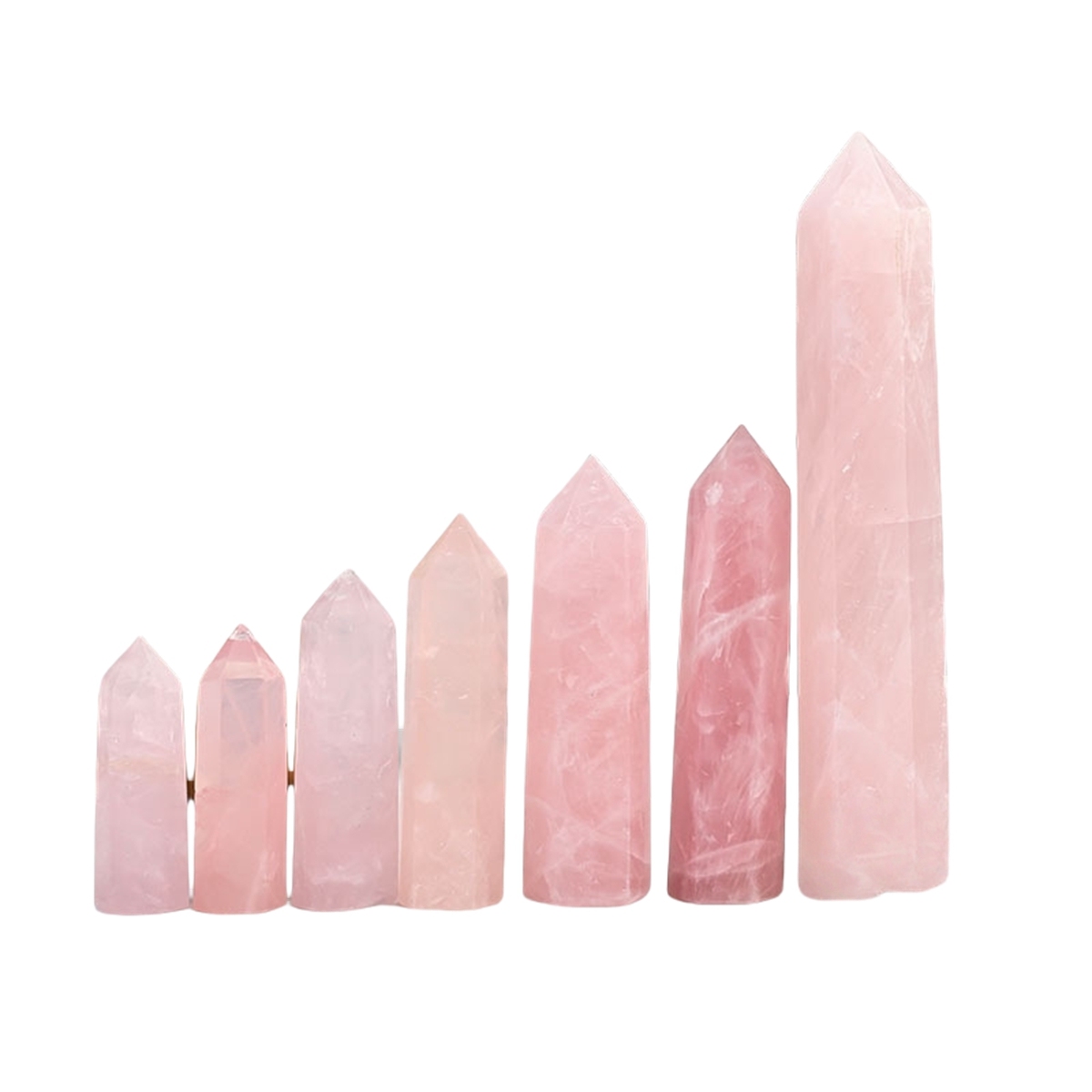 Rose Quartz Single Pointed Hexagonal Prism Beads Ornament Handmade Craved Gemstone