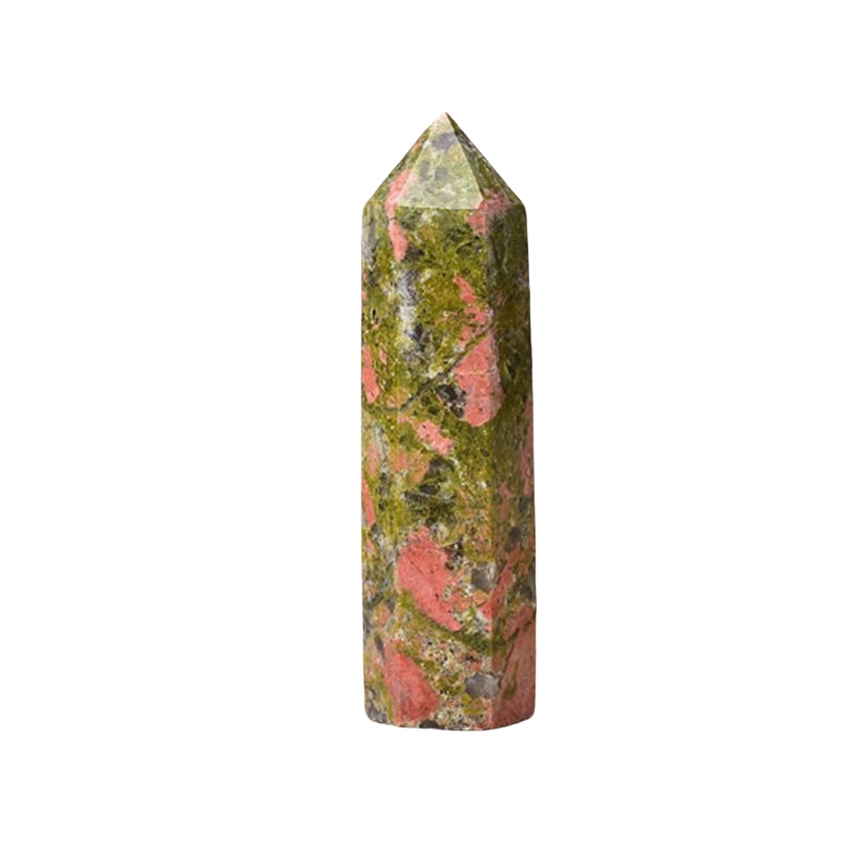 Unakite Jasper Single Pointed Hexagonal Prism Beads Ornament Handmade Craved Gemstone