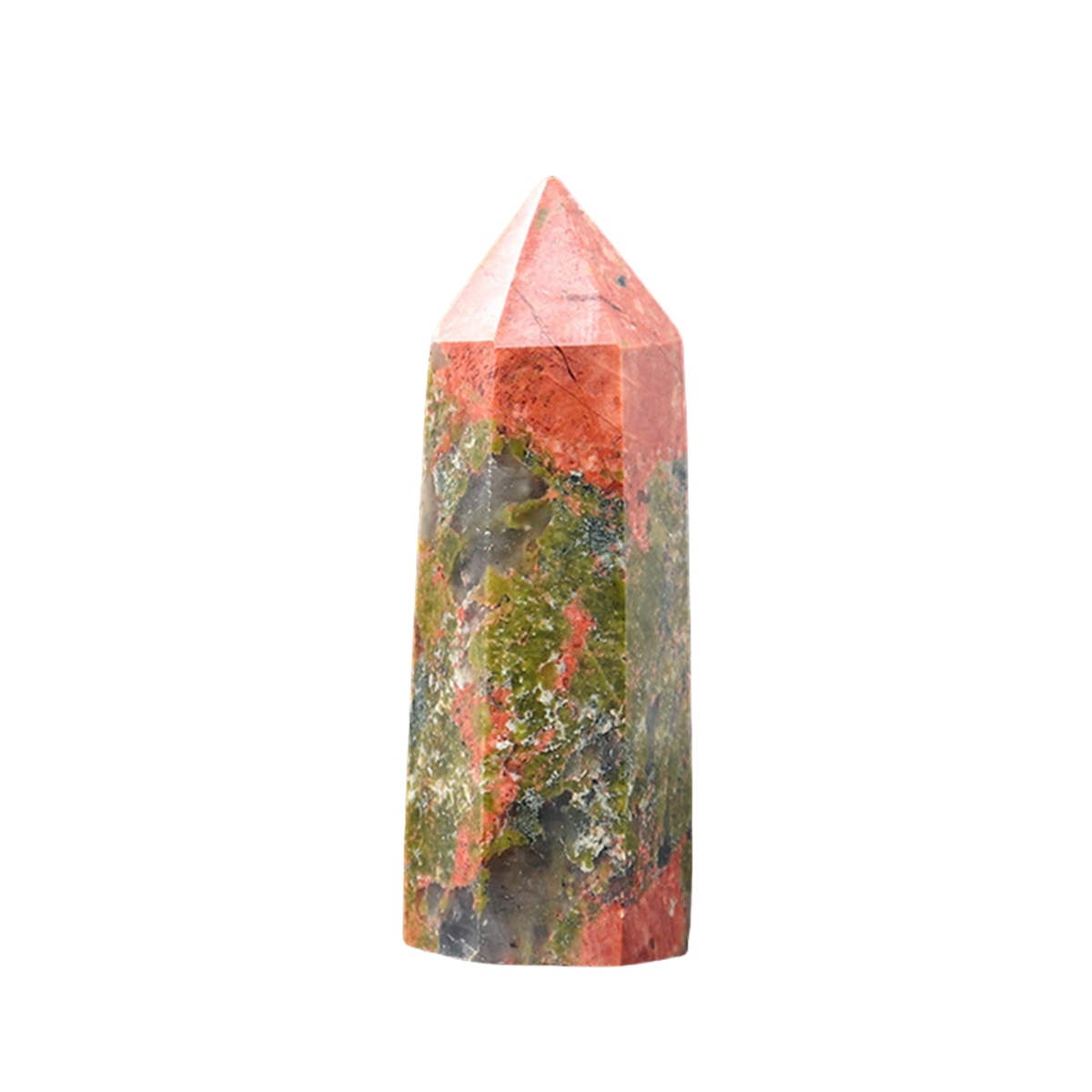 Unakite Jasper Single Pointed Hexagonal Prism Beads Ornament Handmade Craved Gemstone