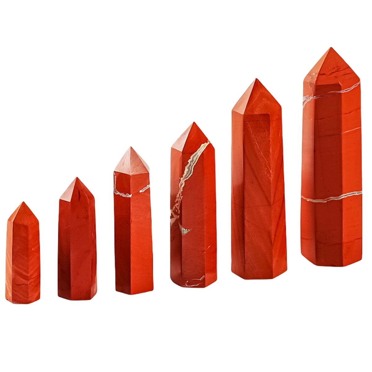 Red Jasper Single Pointed Hexagonal Prism Beads Ornament Handmade Craved Gemstone