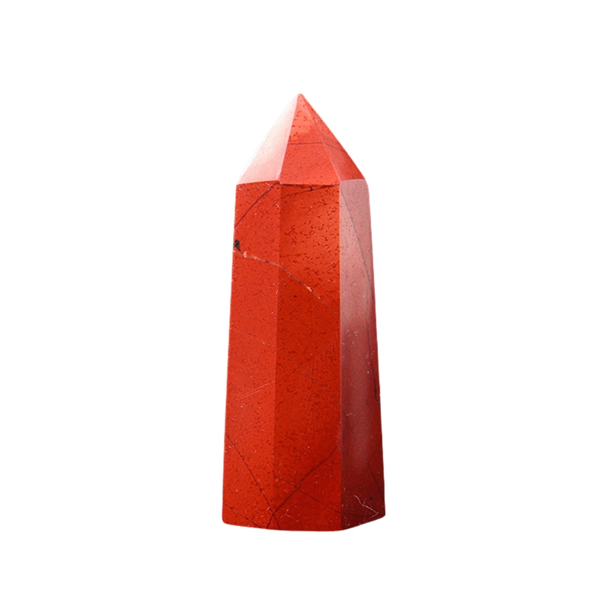 Red Jasper Single Pointed Hexagonal Prism Beads Ornament Handmade Craved Gemstone