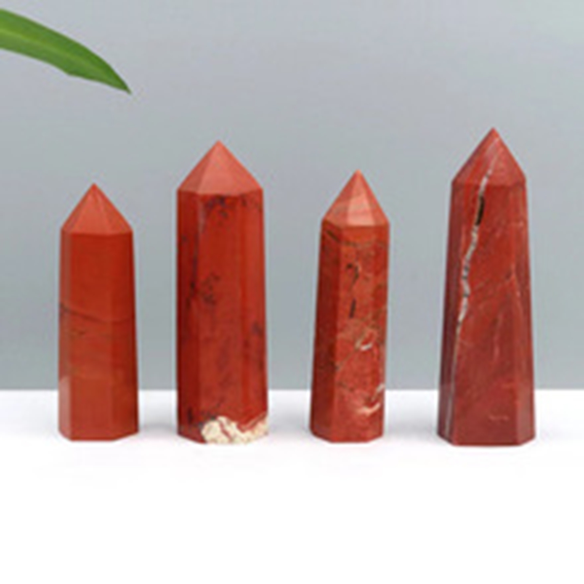 Red Jasper Single Pointed Hexagonal Prism Beads Ornament Handmade Craved Gemstone