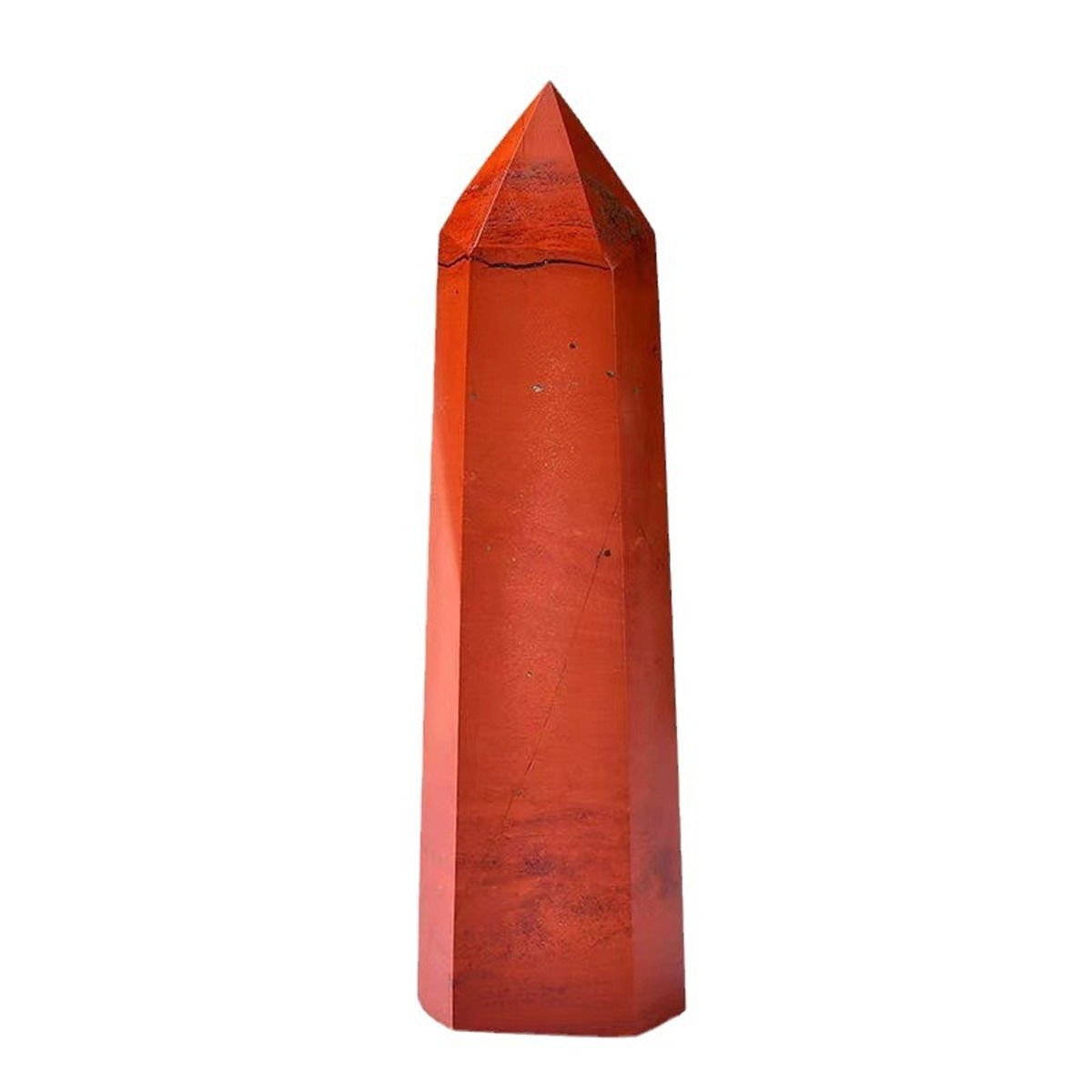 Red Jasper Single Pointed Hexagonal Prism Beads Ornament Handmade Craved Gemstone