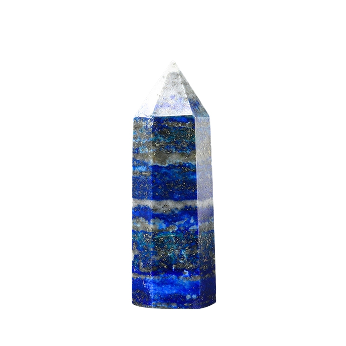 Lapis Lazuli Single Pointed Hexagonal Prism Beads Ornament Handmade Craved Gemstone